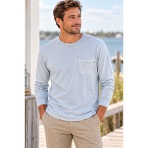 NWT Goodfellow & Co Men's M Light Blue Long Sleeve Pocket T Shirt Cotton